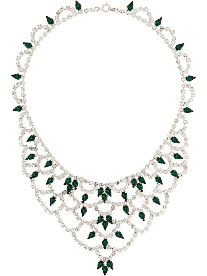 Susan Caplan Vintage 1990's Drop Necklace - Metallic