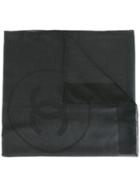 Chanel Vintage Tonal Logo Print Scarf, Women's, Black