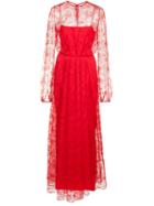 Adam Lippes Long Lace Gown Dress, Women's, Size: 2, Red, Nylon