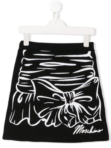 Moschino Kids Teen Bow Print Skirt - Black