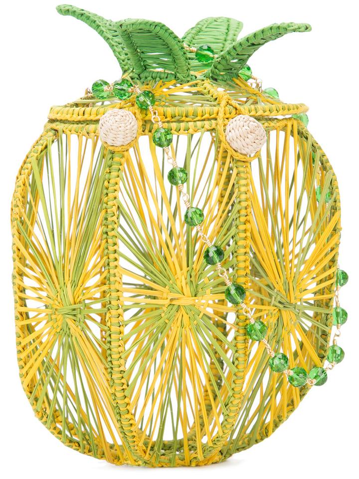 Mercedes Salazar - Pineapple Shoulder Bag - Women - Raffia - One Size, Yellow/orange, Raffia