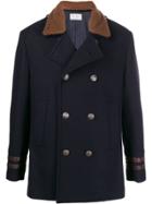 Brunello Cucinelli Fitted Short Double-breasted Coat - Blue