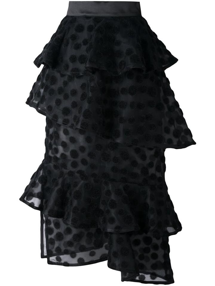 House Of Holland Layered Spotted Skirt, Women's, Size: 10, Black, Polyester/acetate