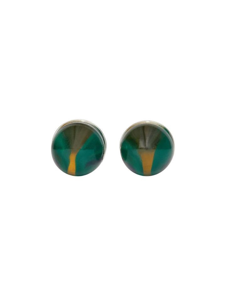 Burberry Marble And Brass Sphere Cufflinks - Green
