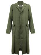 A New Cross Creased Single-breasted Coat - Green