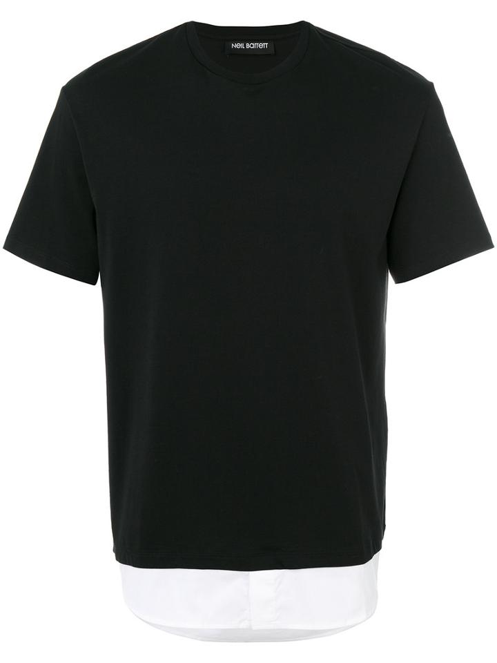 Neil Barrett - Shirt Hem T-shirt - Men - Cotton - M, Black, Cotton