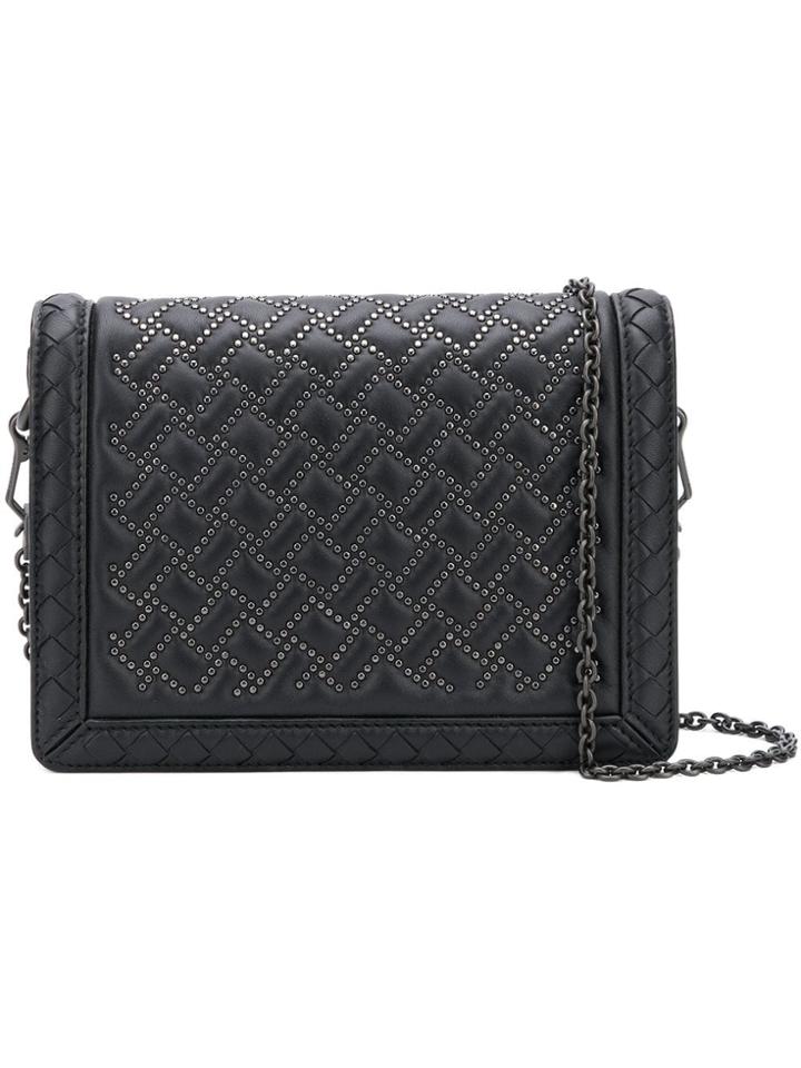 Bottega Veneta Intrecciato-trimmed Shoulder Bag - Black