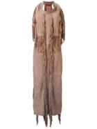Di Liborio - Fringed Maxi Dress - Women - Suede - 40, Brown, Suede