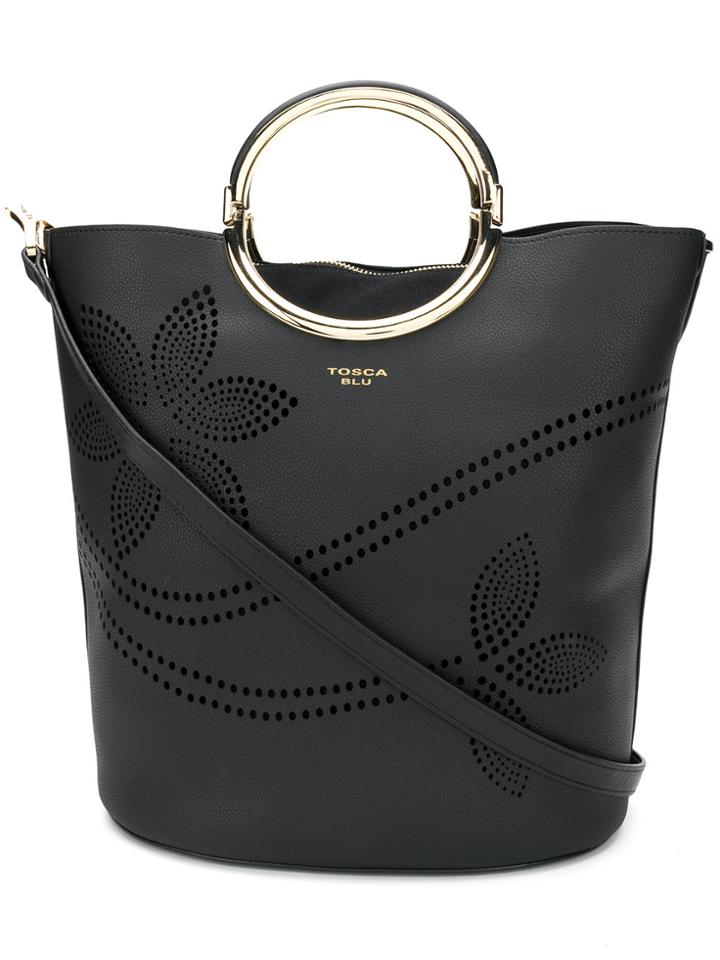 Tosca Blu Perforated Bucket Tote - Black