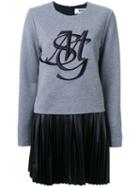 Msgm Logo Sweatshirt, Women's, Size: 44, Grey, Cotton/polyamide
