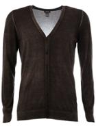 Avant Toi Faded Effect V-neck Cardigan - Brown