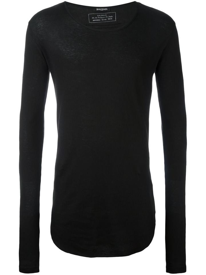 Balmain Ribbed Long Sleeve Jumper, Men's, Size: Xl, Black, Cotton/wool