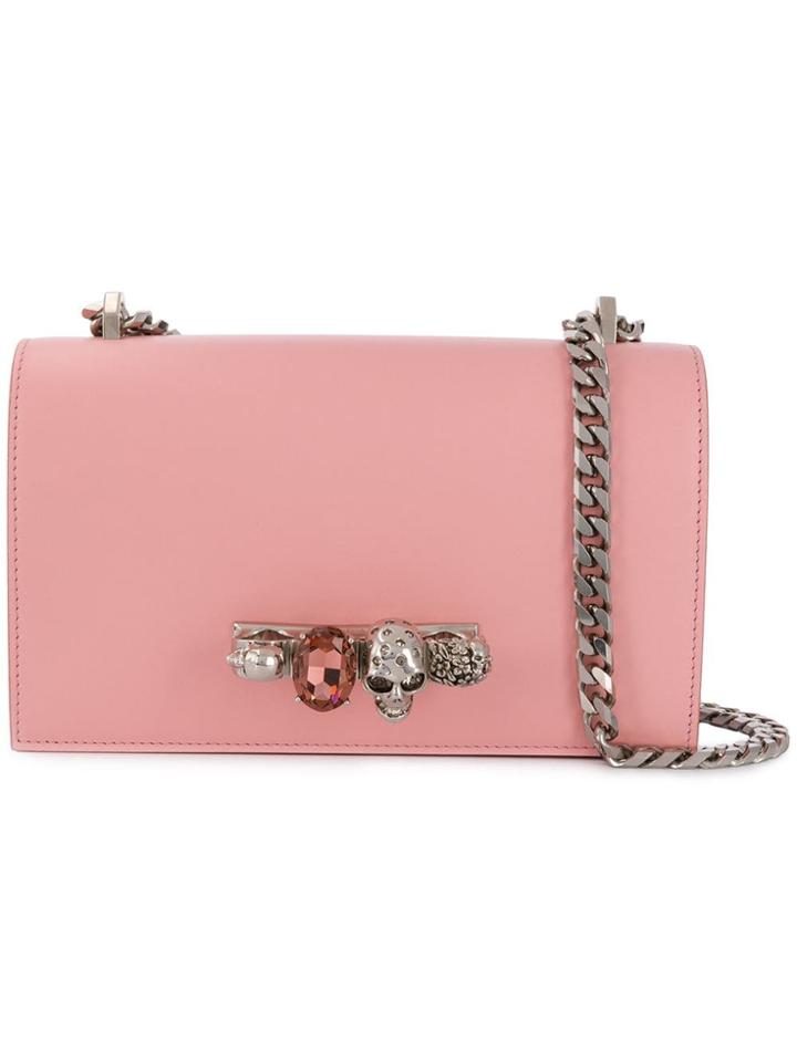 Alexander Mcqueen Jewelled Crossbody Bag - Pink