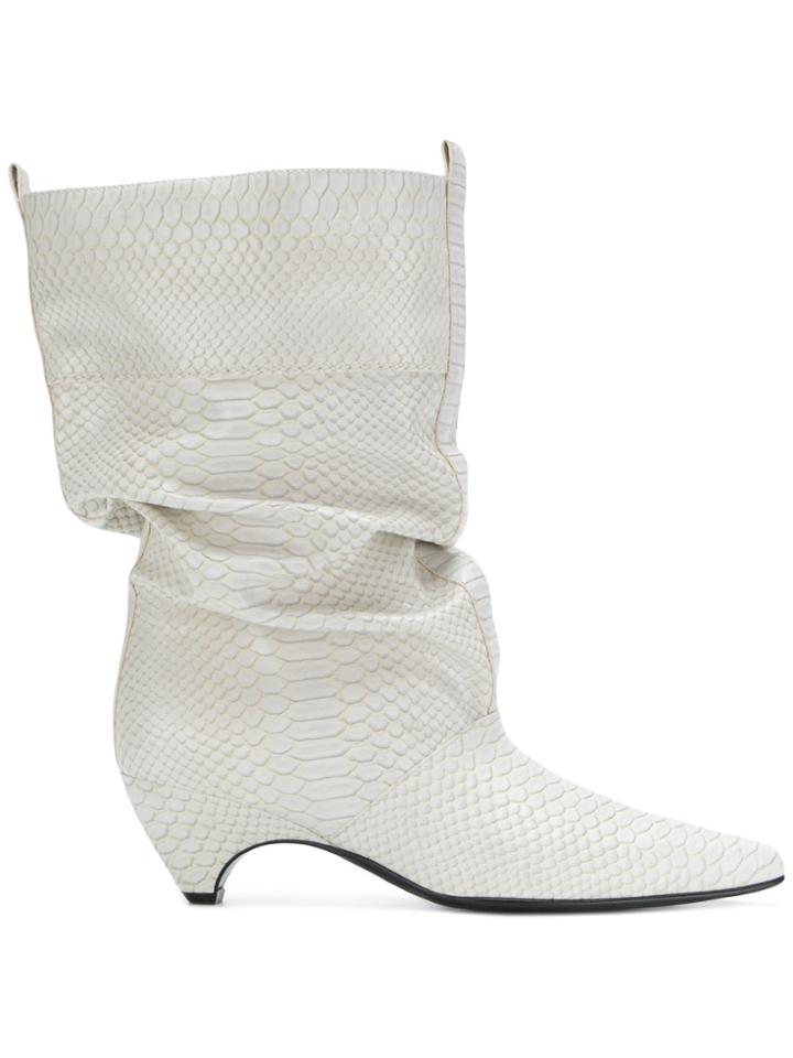 Stella Mccartney Faux-python Slouchy Boots - White