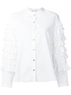 Maison Rabih Kayrouz Ruffle Sleeve Shirt, Women's, Size: 36, White, Cotton