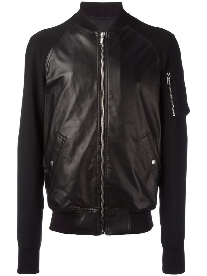 Rick Owens Classic Bomber Jacket, Men's, Size: 48, Black, Sheep Skin/shearling/viscose/acetate/cotton