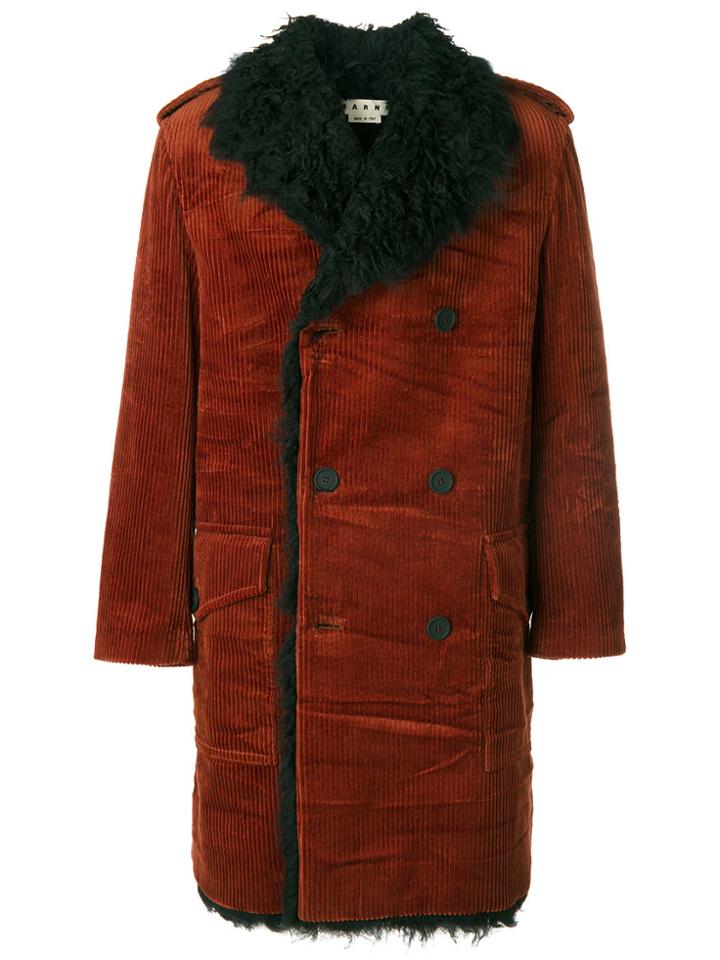 Marni Oversized Double Breasted Corduroy Coat - Brown