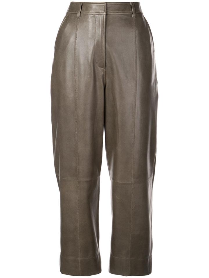 Jason Wu Cropped Leather Trousers - Green