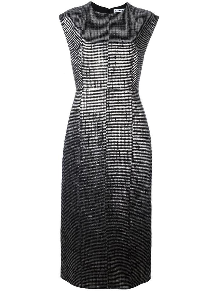 Jil Sander Round Neck Long Dress, Women's, Size: 34, Black, Polyamide/polyester/silk/cupro