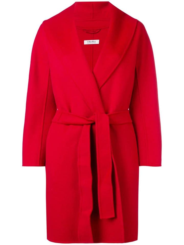 's Max Mara Belted Robe Coat - Red