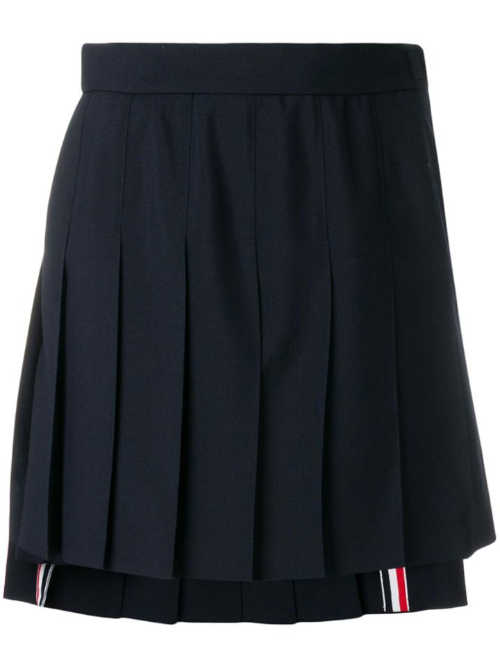 Thom Browne Asymmetric Pleated Skirt - Blue