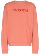 Jw Anderson Pink Logo Embroidered Cotton Sweatshirt - Pink & Purple