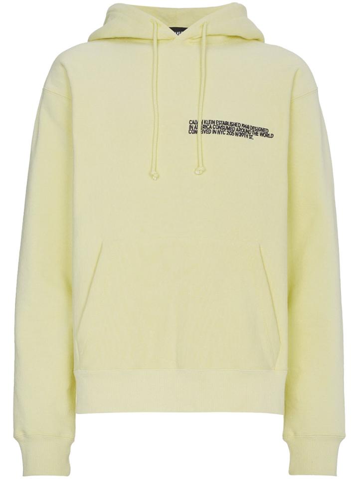 Calvin Klein 205w39nyc Text Embroidered Cotton Hoodie - Yellow &