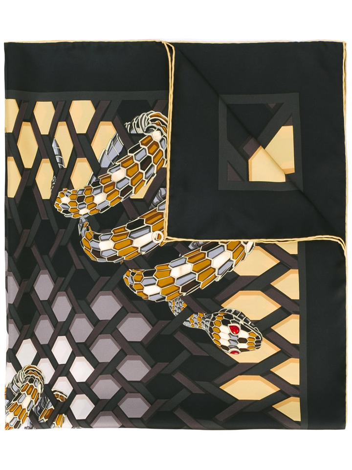 Bulgari - Snake Print Scarf - Women - Silk - One Size, Black, Silk