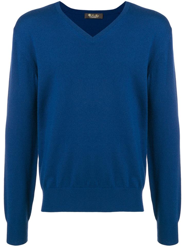 Loro Piana Cashmere V-neck Sweater - Blue