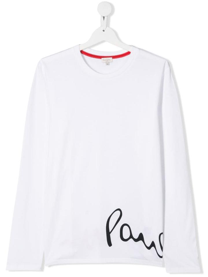 Paul Smith Junior Teen Logo Long-sleeve T-shirt - White