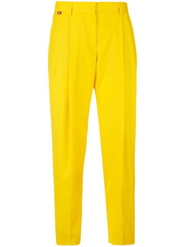 Paul Smith - Straight Pleated Trousers - Women - Wool - 42, Yellow/orange, Wool