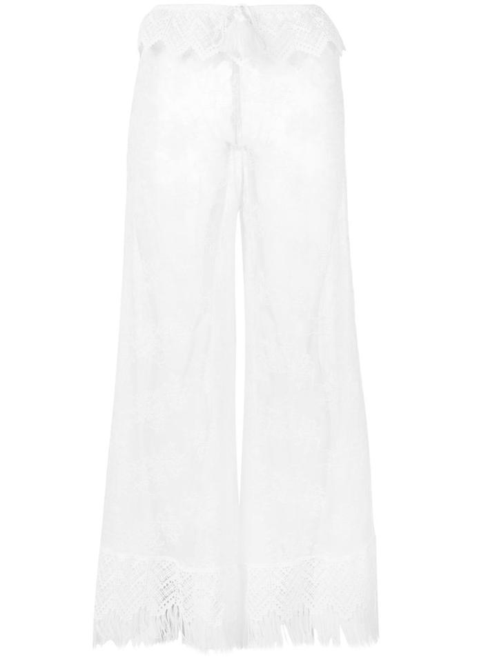 Ermanno Scervino - Sheer Lace Beach Trousers - Women - Silk/polyester - 40, White, Silk/polyester