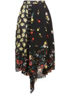 Derek Lam Floral Print Asymmetric Skirt - Black