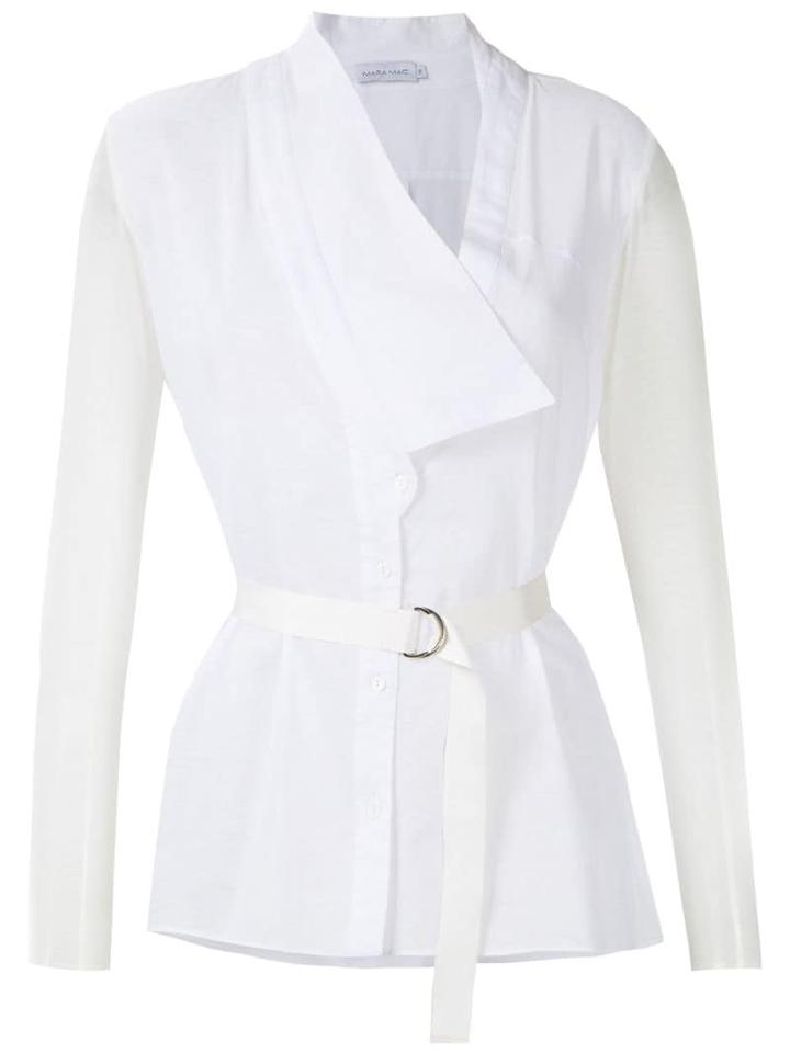 Mara Mac Belted Asymmetric Shirt - White