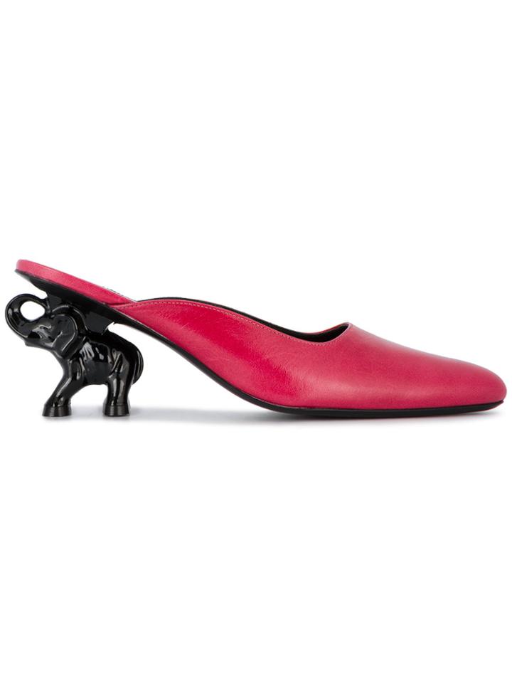 Dorateymur Pink Elephant Heel Backless Pumps - Pink & Purple