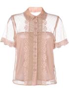 Red Valentino Lace-trimmed Tulle Blouse