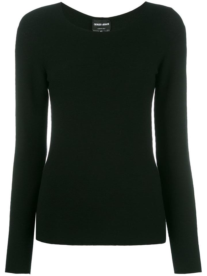 Giorgio Armani Round Neck Jumper, Women's, Size: 44, Black, Polyester/viscose