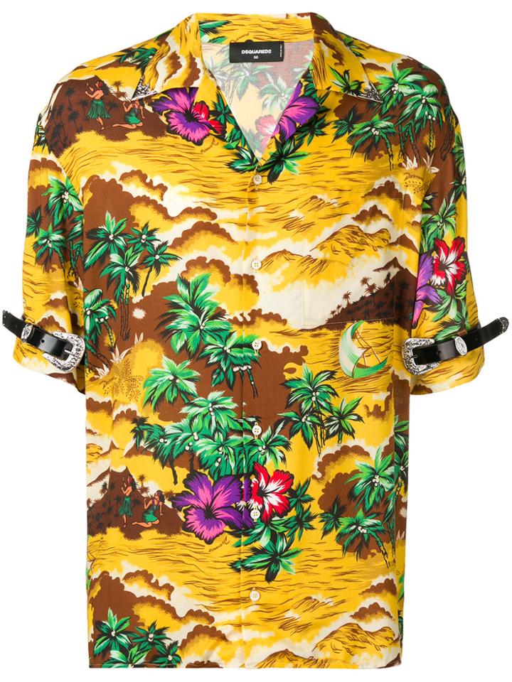 Dsquared2 Hawaiian Print Shirt - Yellow & Orange