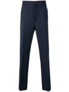 Prada Logo Patch Tailored Trousers - Blue