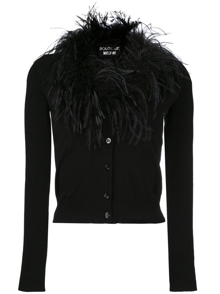 Boutique Moschino Feather Neck Cardigan - Black
