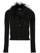 Boutique Moschino Feather Neck Cardigan - Black