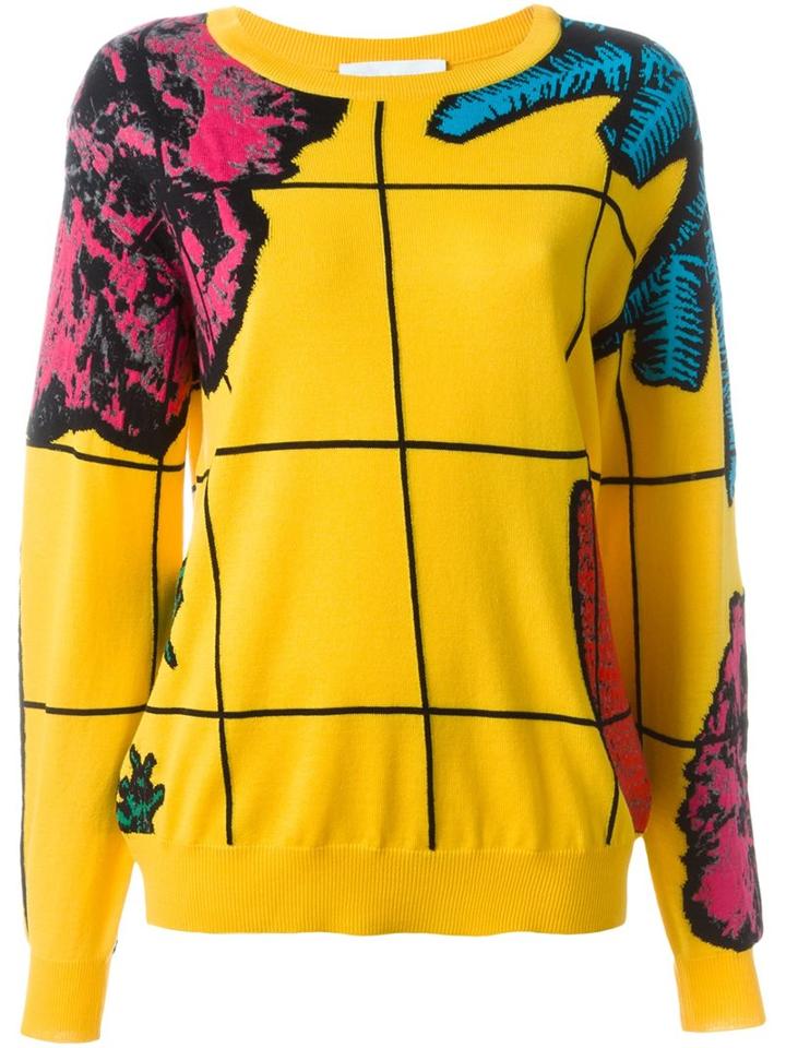 Moschino Floral Jumper, Women's, Size: Small, Yellow/orange, Virgin Wool