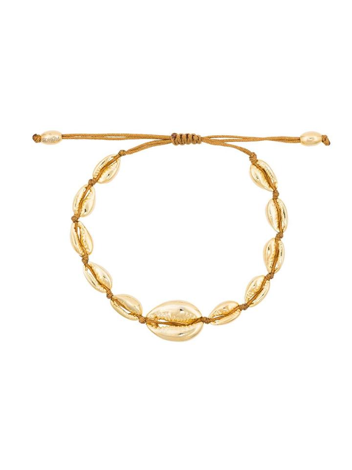 Tohum Metallic Gold Large Puka Shell Bracelet