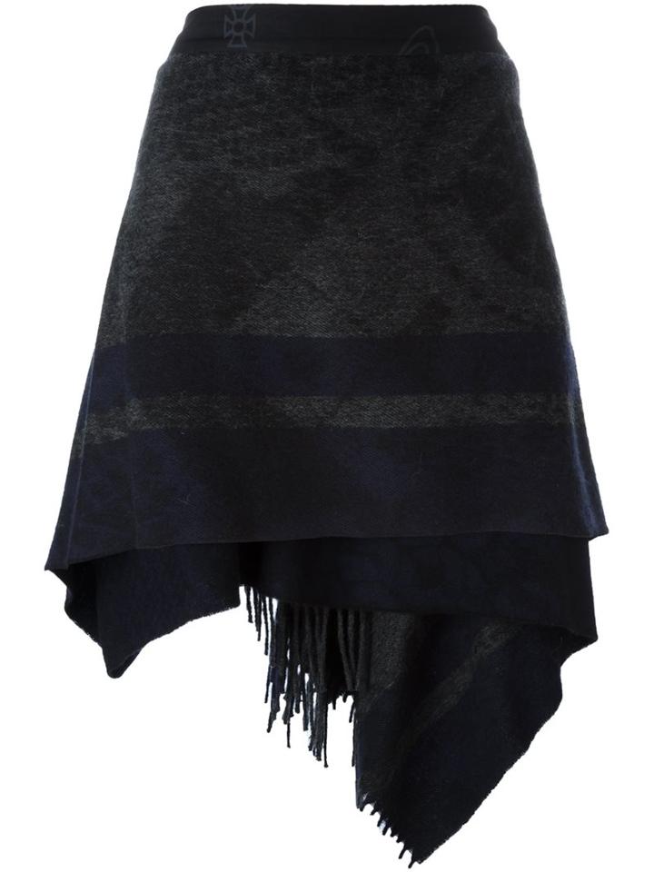 Vivienne Westwood Red Label Fringed Wrap Skirt, Women's, Size: 42, Grey, Cotton/wool