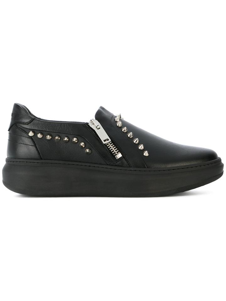 Les Hommes Studded Slip-on Sneakers - Black