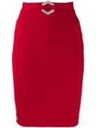 Philipp Plein Stretch-cady Fitted Skirt - Red