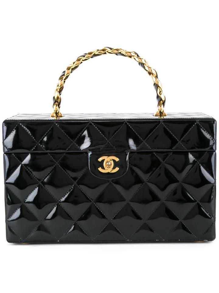 Chanel Vintage Cc Quilted Cosmetic Handbag, Women's, Black