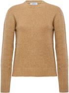 Prada Lamé Sweater With Leather Patches - Brown