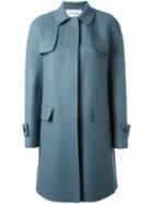 Valentino Single Breasted Coat, Women's, Size: 42, Blue, Polyamide/spandex/elastane/angora/virgin Wool
