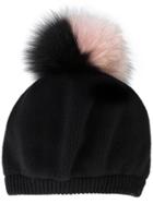 Miu Miu Black Fur Pom Pom Hat